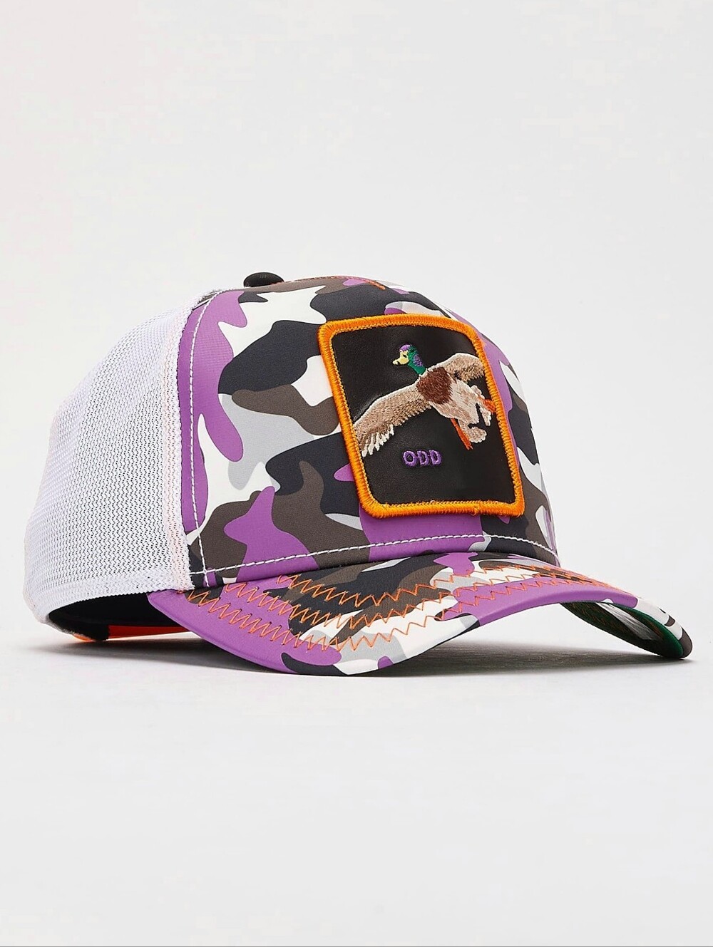 Goorin Bros Lil Strange Duck trucker hat purple camo ODD embroidered patch cap